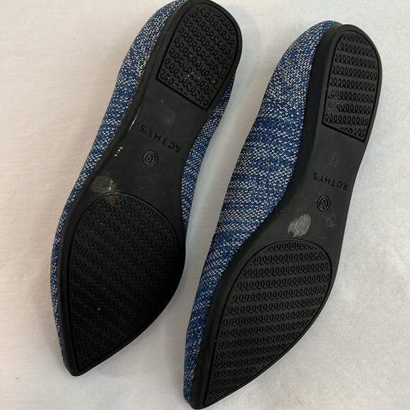 Rothy’s The Point Flat Indigo Heather Sz 7 W Blue Slide Sandals - Picture 4 of 8